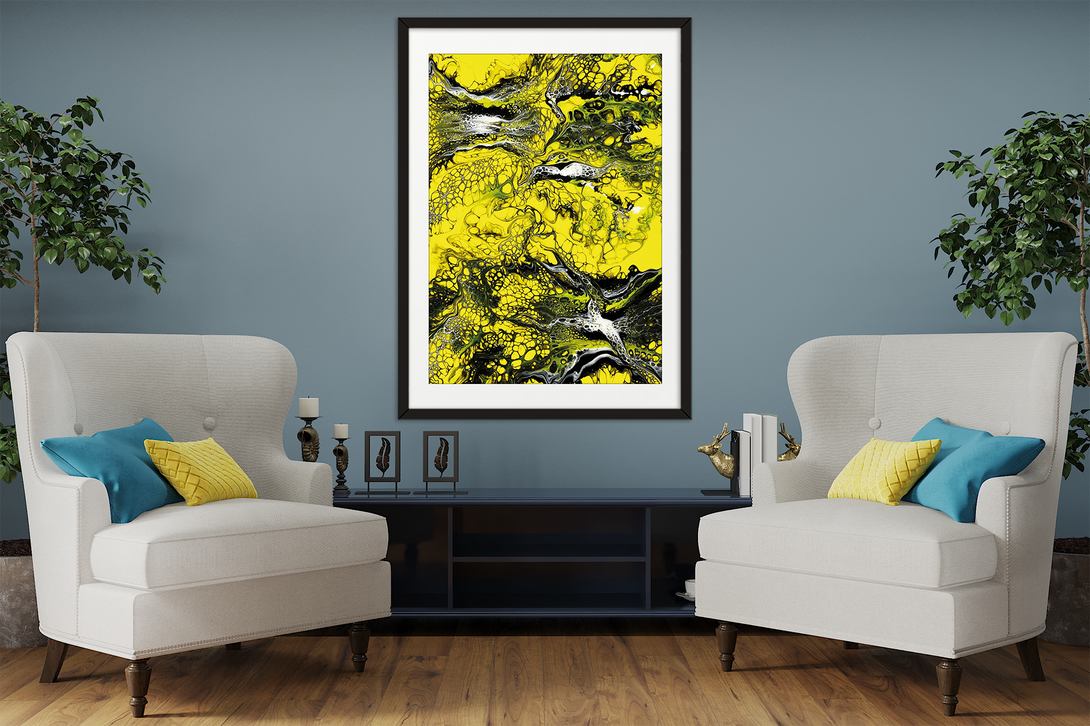 Fluid Art Framed Print - Aurelio Yellow Print