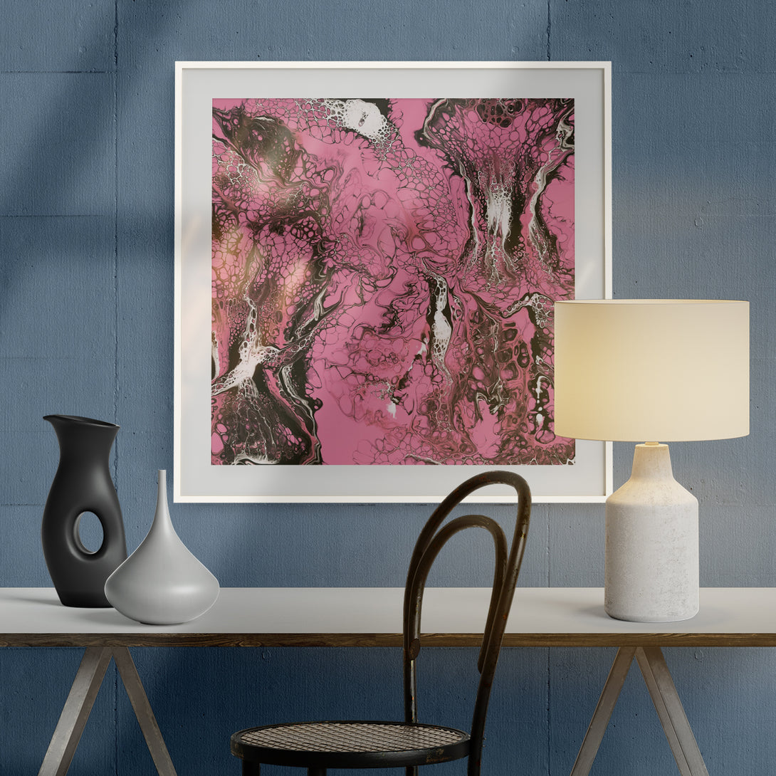 Fluid Art Framed Print - Aurelio Pink Print Framed Pouring Art Fine Art 130.02