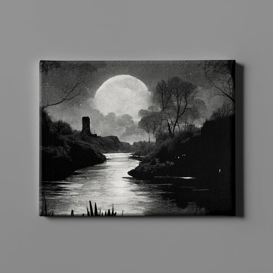 Professional Fine Art Landscape Canvas - Moonlight Peace Landscape Fine Art Canvas 31.07