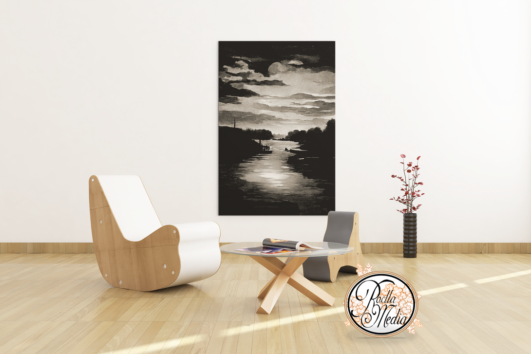 Professional Fine Art Landscape Print - Moonlight Peace - Black & White Art