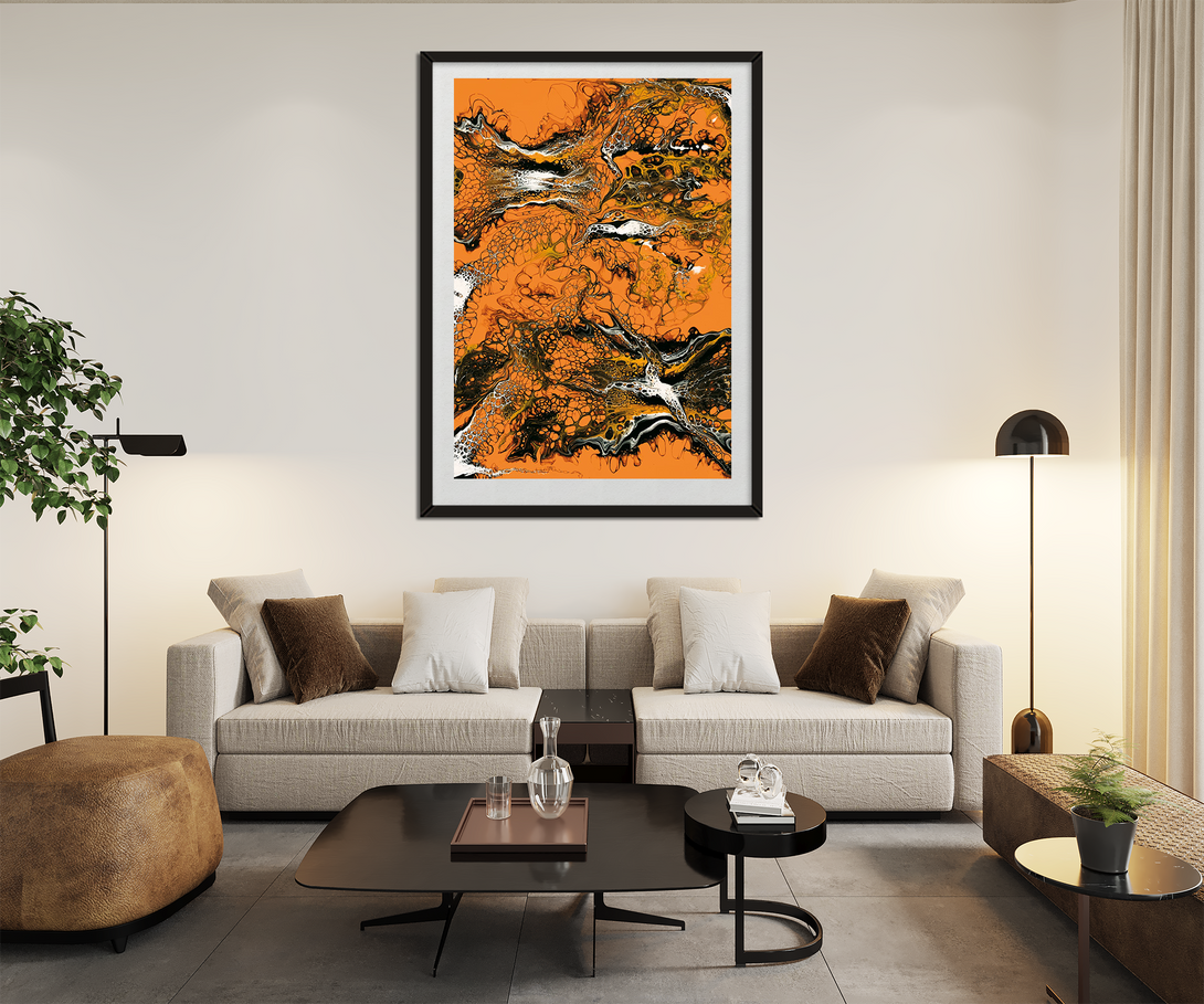 Fluid Art Framed Print - Aurelio Orange Print